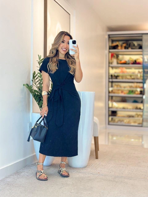 962 - Vestido Malha Algodão | Laço - comprar online