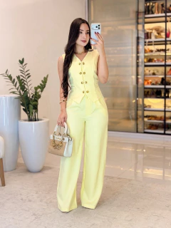 821 - Conjunto linho marrant | colete com botões - loja online