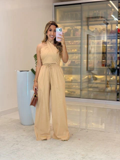 544 - Conjunto linho | com cropped de amarração - Loja Boa Forma