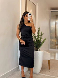 292 - Vestido seda | detalhe drapeado - loja online