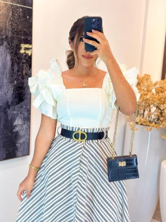 065 - Cropped tricoline | alça com babados - Loja Boa Forma