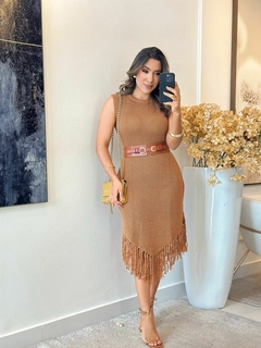 582- vestido tricô/ com franja - comprar online