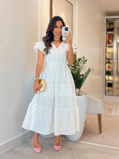 485- Vestido cambraia/ manga dupla - comprar online