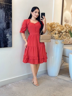 1142 - Vestido Viscolinho | Detalhe em botões