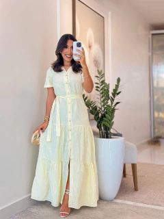 585 - Vestido tricoline | acompanha faixa na internet