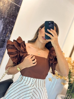 Imagem do 1121 - Cropped tricoline | Manga babado