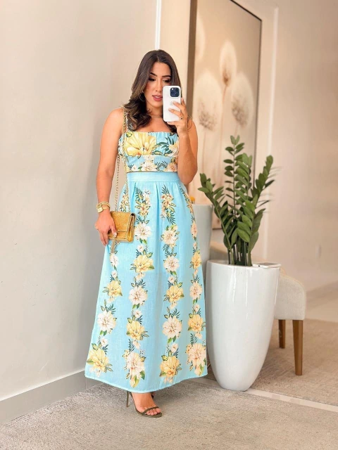 256 - Conjunto linho | com cropped - comprar online