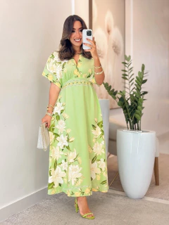 808 - Vestido Inspiração Farm | gola v - loja online