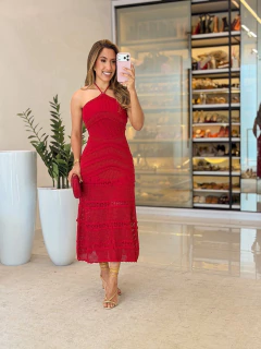 Imagem do 567 - Vestido tricô com fios de lurex | amarração no pescoço