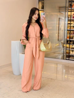 542 - Conjunto linho marrant | detalhe em botões manga bufante na internet