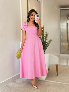 Imagem do 1023 - Vestido linho marrant | detalhe laço