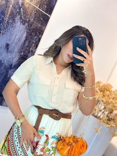 593 - Blusa linho | detalhes bolso - Loja Boa Forma
