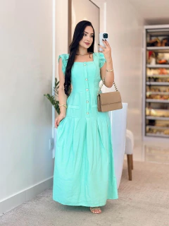 985 - Vestido linho | botões tem bojo - comprar online