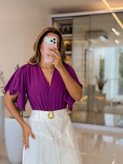 552 - Body crepe com poliamida | gola cruzada - Loja Boa Forma