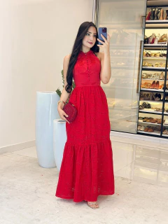 558- Vestido tricoline/ em laser na internet