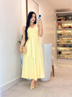 548 - Vestido linho | alça, acompanha o cinto - comprar online