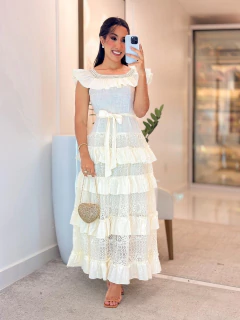 557 - Vestido linho com renda | estilo ciganinha - Loja Boa Forma