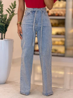585 - Calça Jeans | Detalhes em brilho - Loja Boa Forma