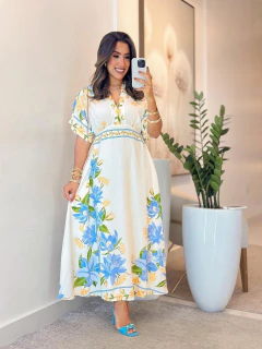 808 - Vestido Inspiração Farm | gola v na internet