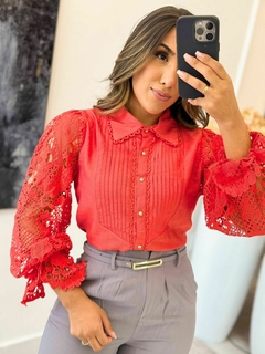 Imagem do 471 - Blusa Linho | Guipir na manga