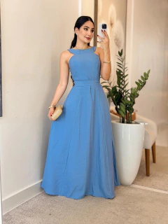 1010 - Vestido linho | Alça Canoa - loja online