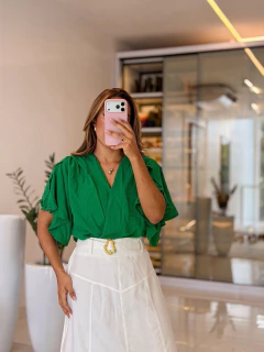 552 - Body crepe com poliamida | gola cruzada - Loja Boa Forma