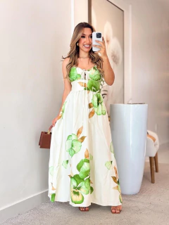 267 - Vestido linho | alcinha estampada - comprar online