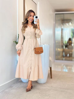 1079 - Vestido Linho | Manga Longa - comprar online