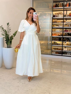 571 - Vestido Linho | manga flare, evasê - comprar online