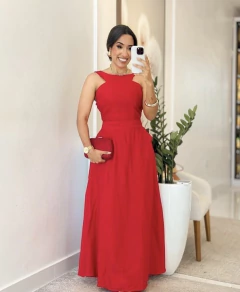 1010 - Vestido linho | Alça Canoa - comprar online