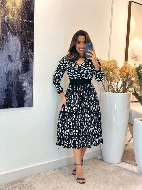 989 - Vestido tricô | Gola V - comprar online