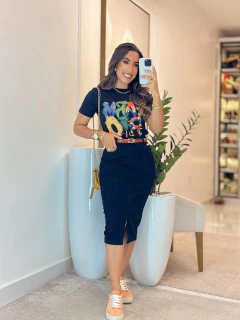 038 - Saia Jeans | com lycra - loja online