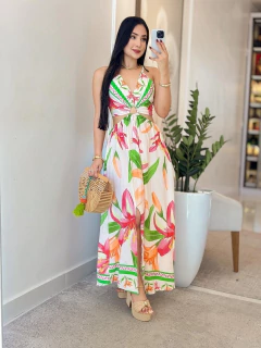 527 - Vestido viscolinho | amarração nas costas