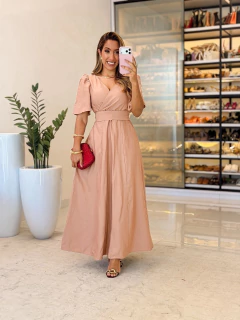 571 - Vestido Linho | manga flare, evasê - comprar online