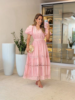 610 - Vestido Musseline | Manga Princesa - Loja Boa Forma