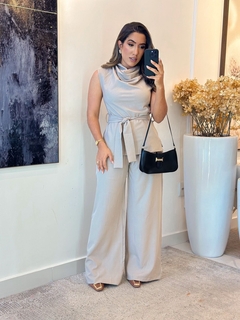 389 - Conjunto linho | blusa detalhe na gola