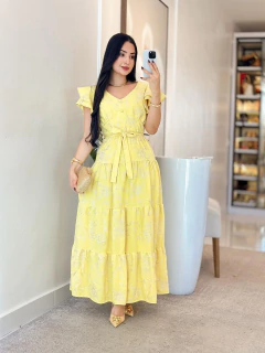 490 - Vestido Duna Bordado | Manga dois babados - loja online