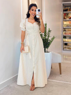 529 - Vestido tricoline | detalhe em botões na internet