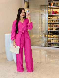 542 - Conjunto linho marrant | detalhe em botões manga bufante - loja online