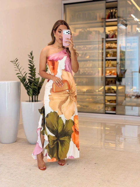 563 - Vestido musseline | um ombro só - comprar online