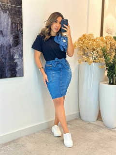 296 - Saia Jeans | com faixa - Loja Boa Forma