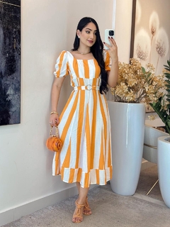 734 - Vestido Viscolinho | Gola Quadrada - loja online