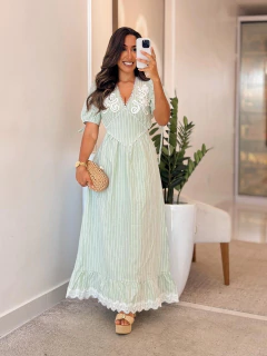 535 - Vestido linho | detalhe macramé - loja online