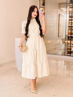 570 - Vestido Crepe | Bordado - Loja Boa Forma