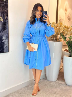 597 - Chamise tricoline | Detalhes brancos - Loja Boa Forma