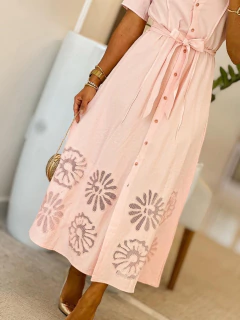 956 - Vestido Tricoline | Bordado na Barra na internet