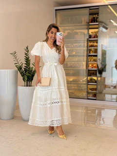 610 - Vestido Musseline | Manga Princesa - Loja Boa Forma