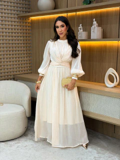 7190 - Vestido em chiffon | Detalhe tanspassado na frente - loja online