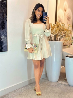 1030 - Vestido linho | manga com elastec na internet