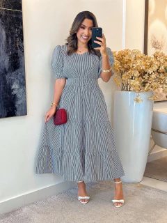 516 - Vestido tricoline | gola quadrada - comprar online